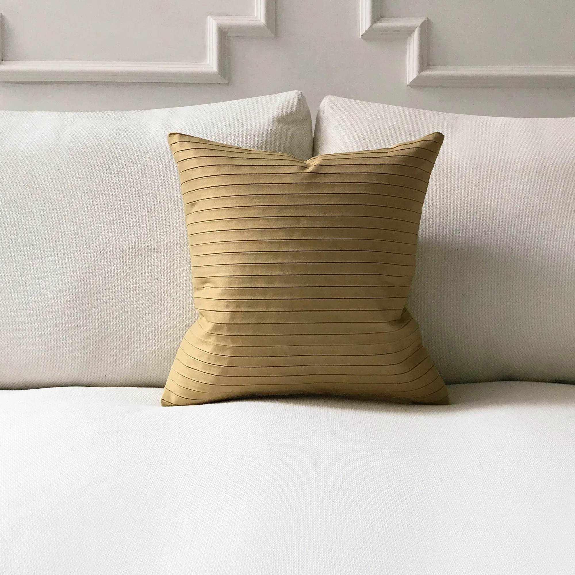Gold Pleated Stripe Throw Pillow Cover 18x18