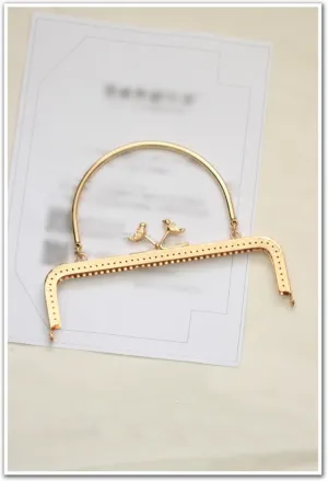 Gold Purse Frame Metal Vintage Pattern Birds Snap Clasp For Bag Sewing Clutch Handbag Making Findings Hardware Supply Accessories 20.5cm