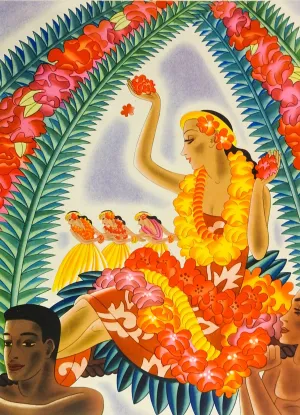Graphic & Vibrant Vintage Hawaiian Print  Menu 1941