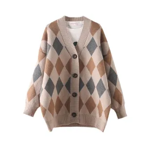 Great Women Winter Sweaters & Cardigans - V neck Button Up Warm Thick Knit Jacket - Long Jumpers (D20)(TP4)(TB8C)