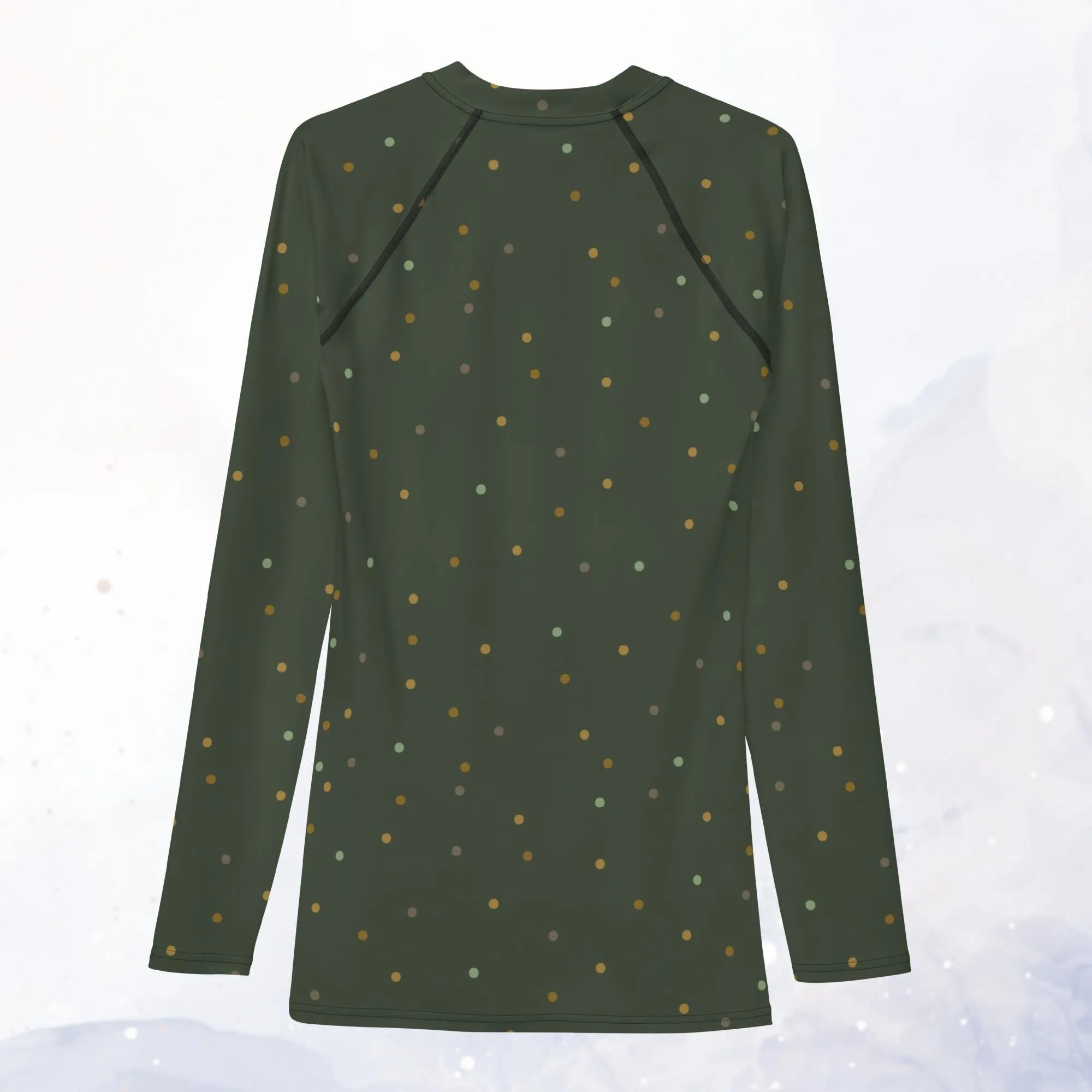 Green and Gold Polka Dot Men's Long Sleeve Rash Guard