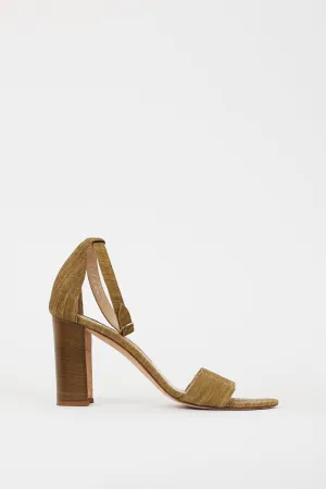Green Textured Lauratop Heeled Sandal