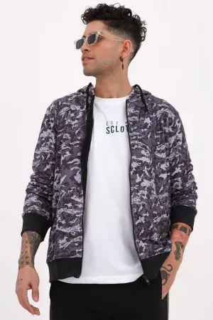 Grey Camo Printed Hoodie - W22 - MH0047R