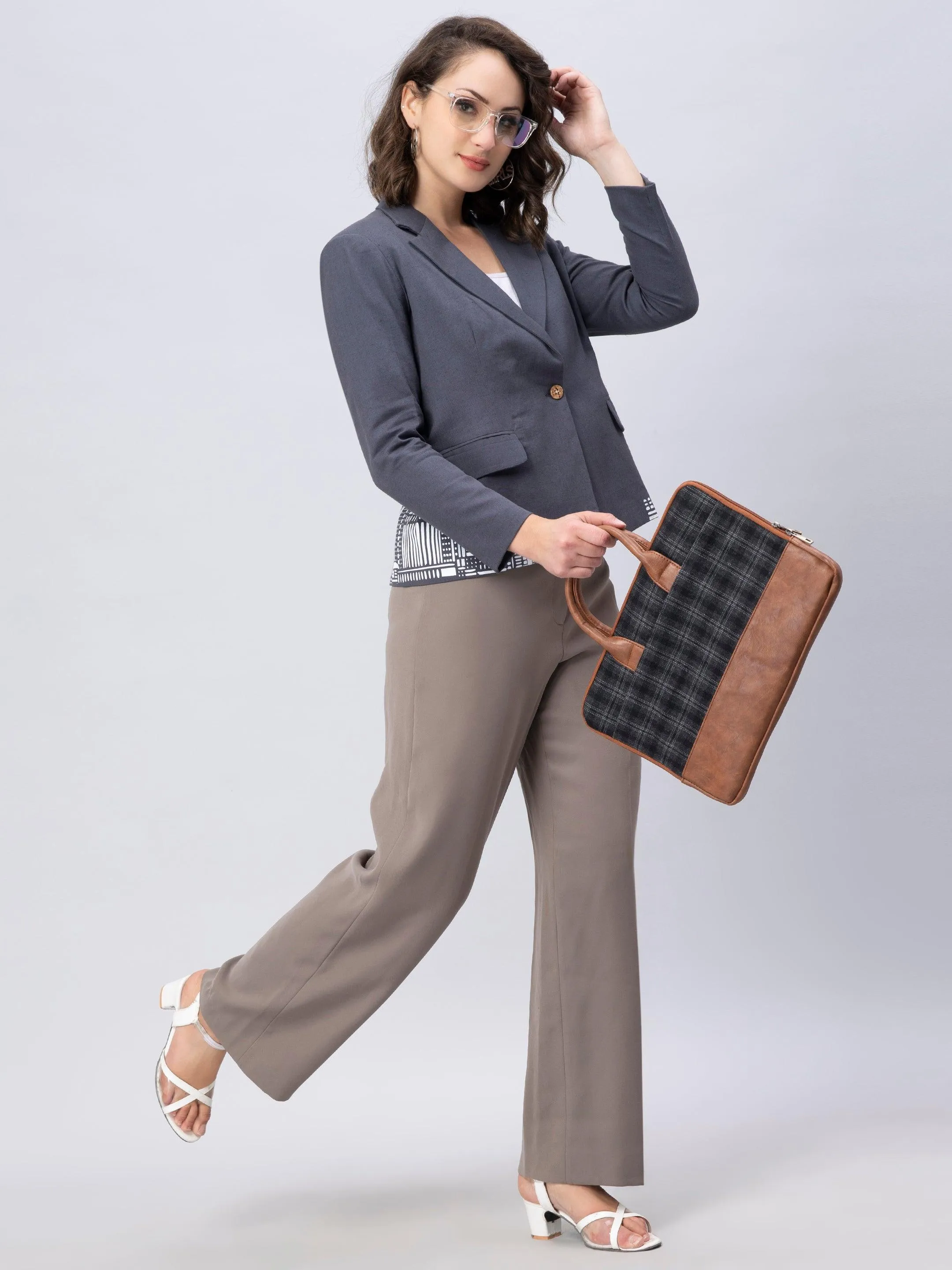 Grey Cotton Single Breasted Blazer: Casual Elegance Refined