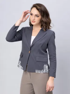 Grey Cotton Single Breasted Blazer: Casual Elegance Refined