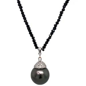 Grey Fresh Water Pearl Drop Pendant Necklace