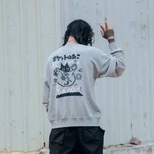 Grey Graphic Oversized Sweatshirt