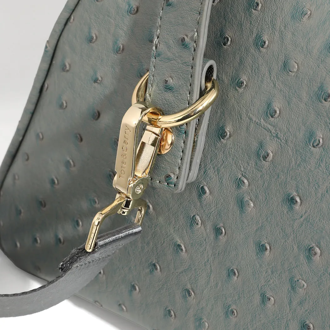 Grey Ostrich Duffle Bag
