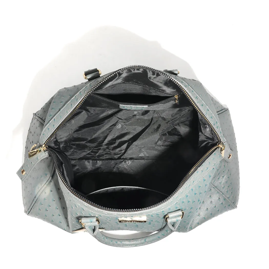 Grey Ostrich Duffle Bag