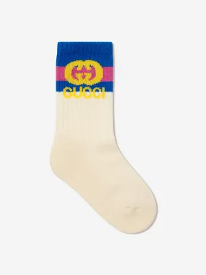 Gucci Kids GG Logo Socks in Cream