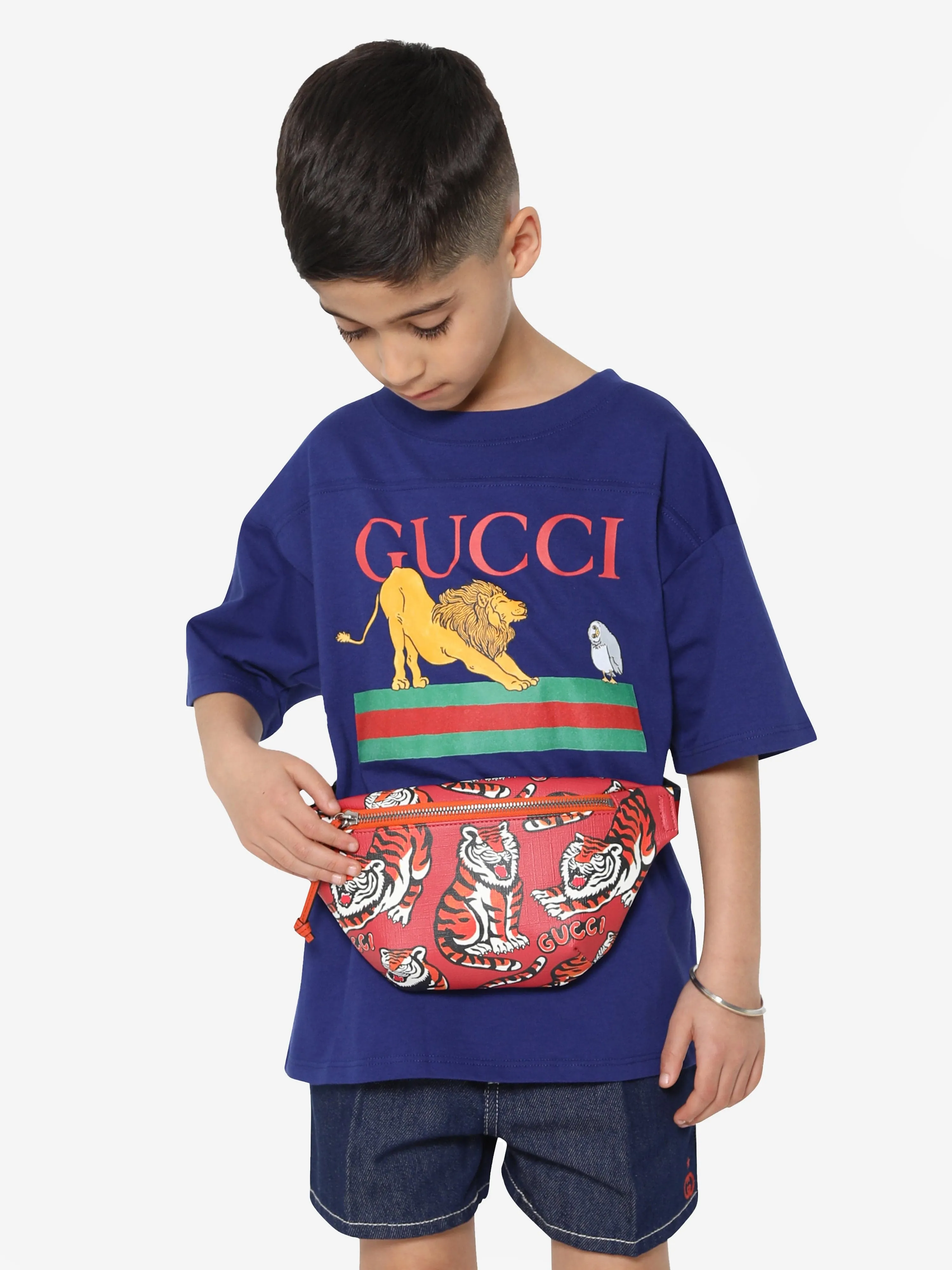 Gucci Kids Tiger Belt Bag in Red