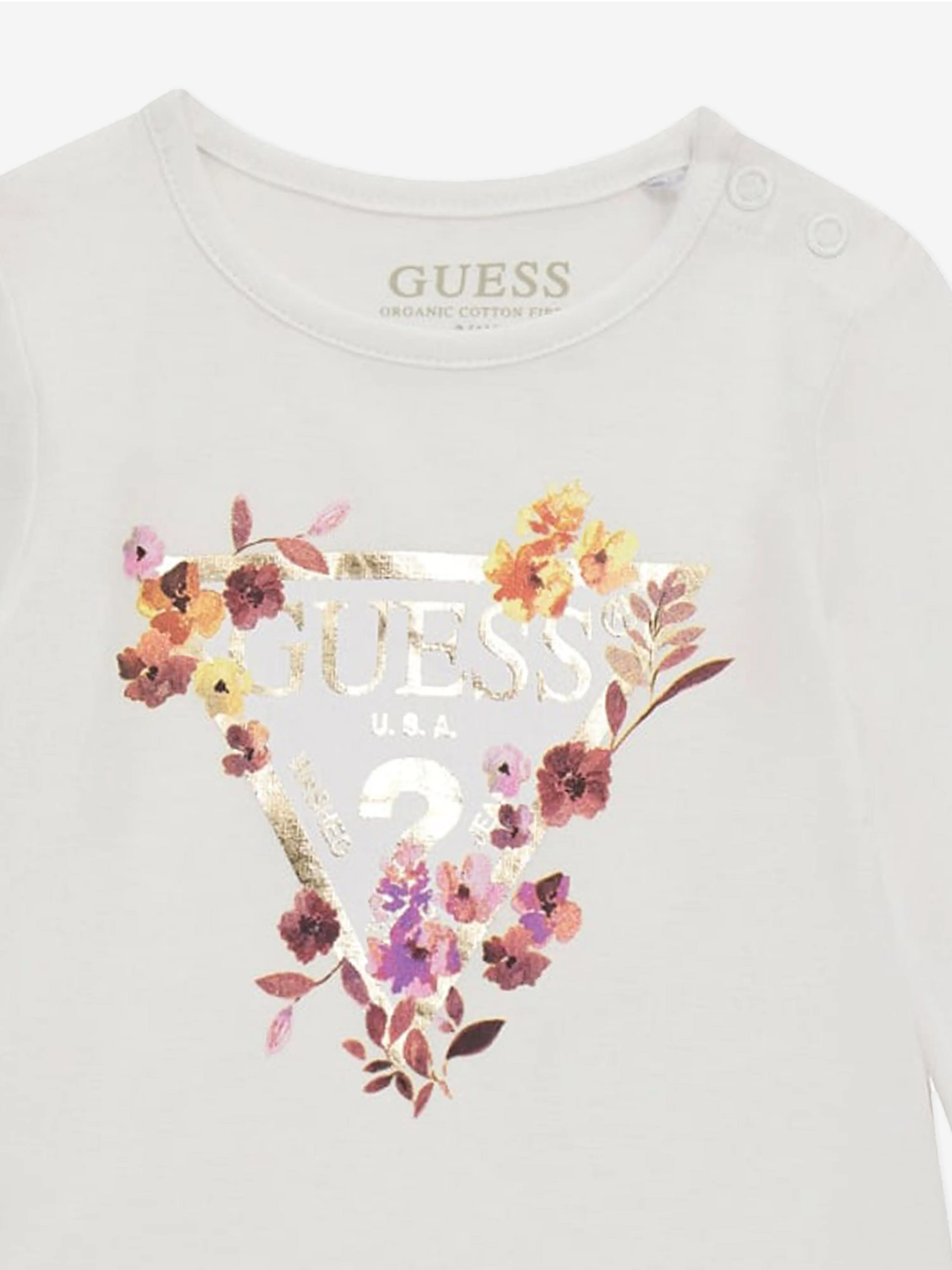 Guess Baby Girls Long Sleeve Logo T-Shirt in White