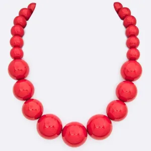 Gumball Bead Necklace in Red