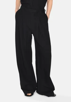 Gunli dressed pants with tie-detail 4191 - Black
