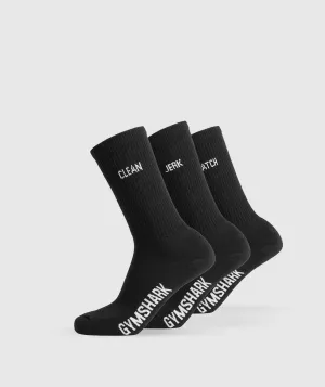 Gymshark Graphic Weightlifting Socks 3pk - Black