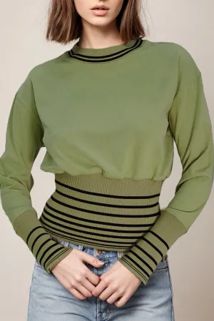 H2201A SWEATER (OLIVE, BEIGE)