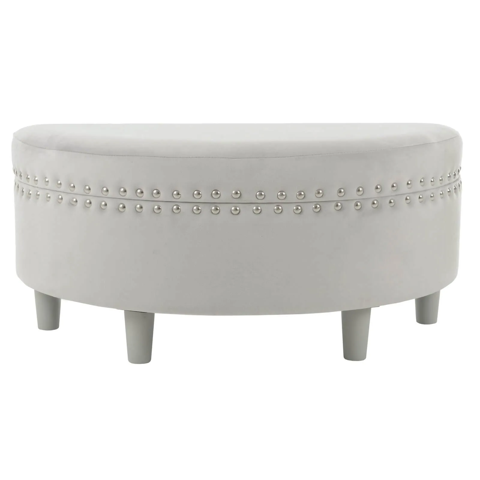 Half Moon Storage Ottoman Velvet Round Padded Seat