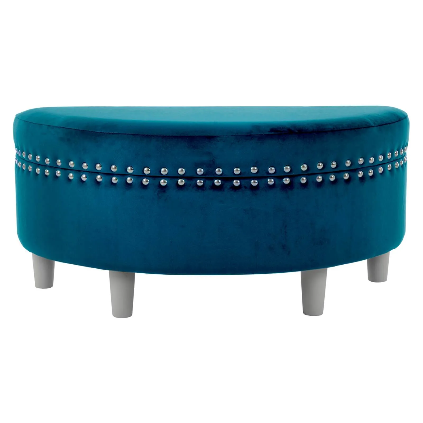 Half Moon Storage Ottoman Velvet Round Padded Seat