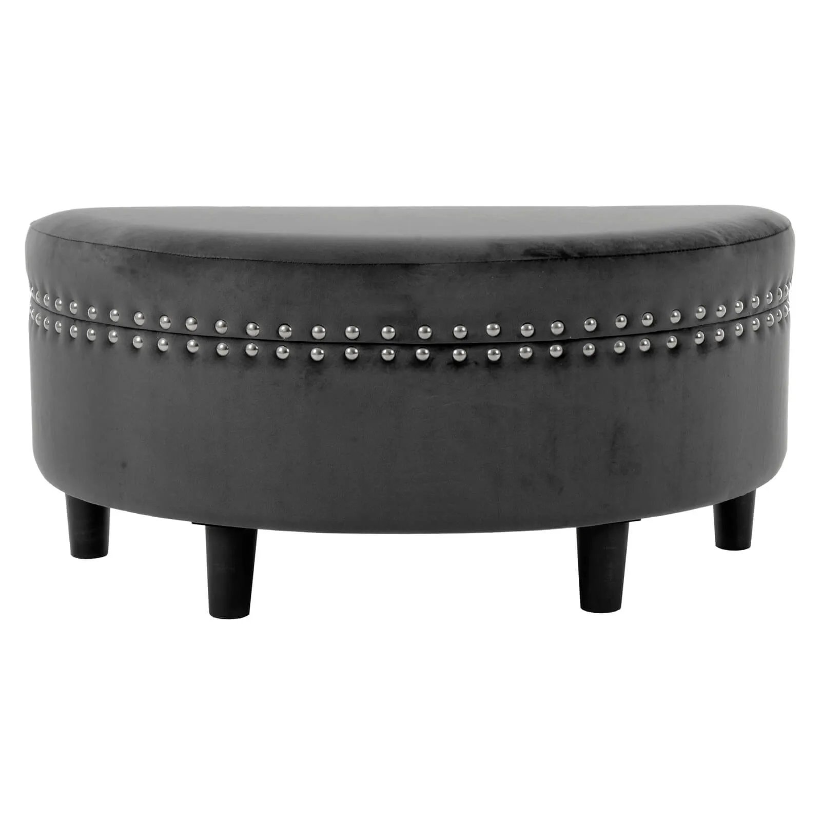 Half Moon Storage Ottoman Velvet Round Padded Seat