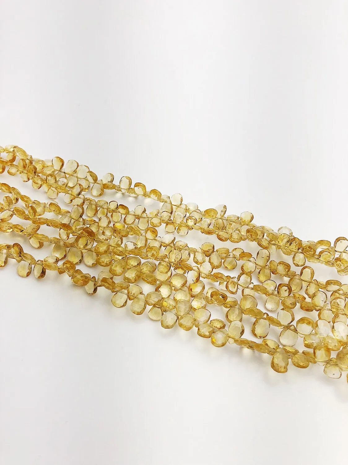 HALF OFF SALE - Citrine Flat Faceted Pear Gemstone Beads, Full Strand, Semi Precious Gemstone, 8"