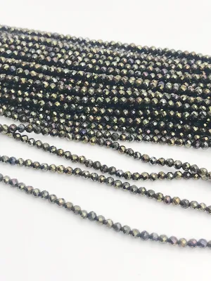 HALF OFF SALE - Coated Black Spinel Gemstone Beads, Full Strand, Semi Precious Gemstone, 13"