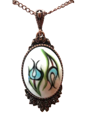 Hand Crafted Floral Theme Pendant - Unique Hand Painted Jewelry
