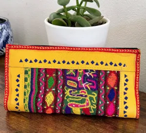 Hand Crafted Kutch Embroidered Clutch Wallet [Yellow]