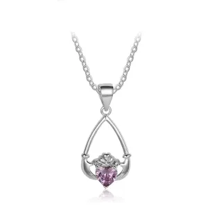 Hand Holding Heart Personalized 12 Birthstone Pendant Necklace 925 Sterling Silver