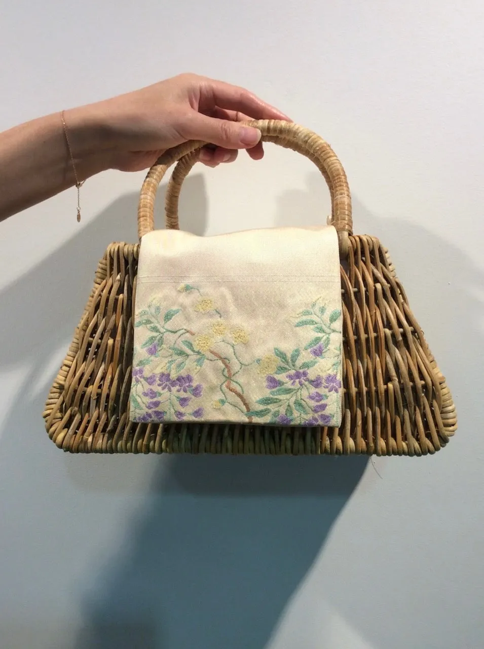 HANDBAG KOTO KIMONO obi BAG (rattan basket bag beige)