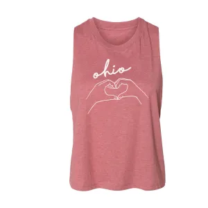 Hands Heart Love Ohio Women's Racerback Cropped Tank