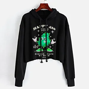 Happy 420 24/7 Crop Top Hoodie
