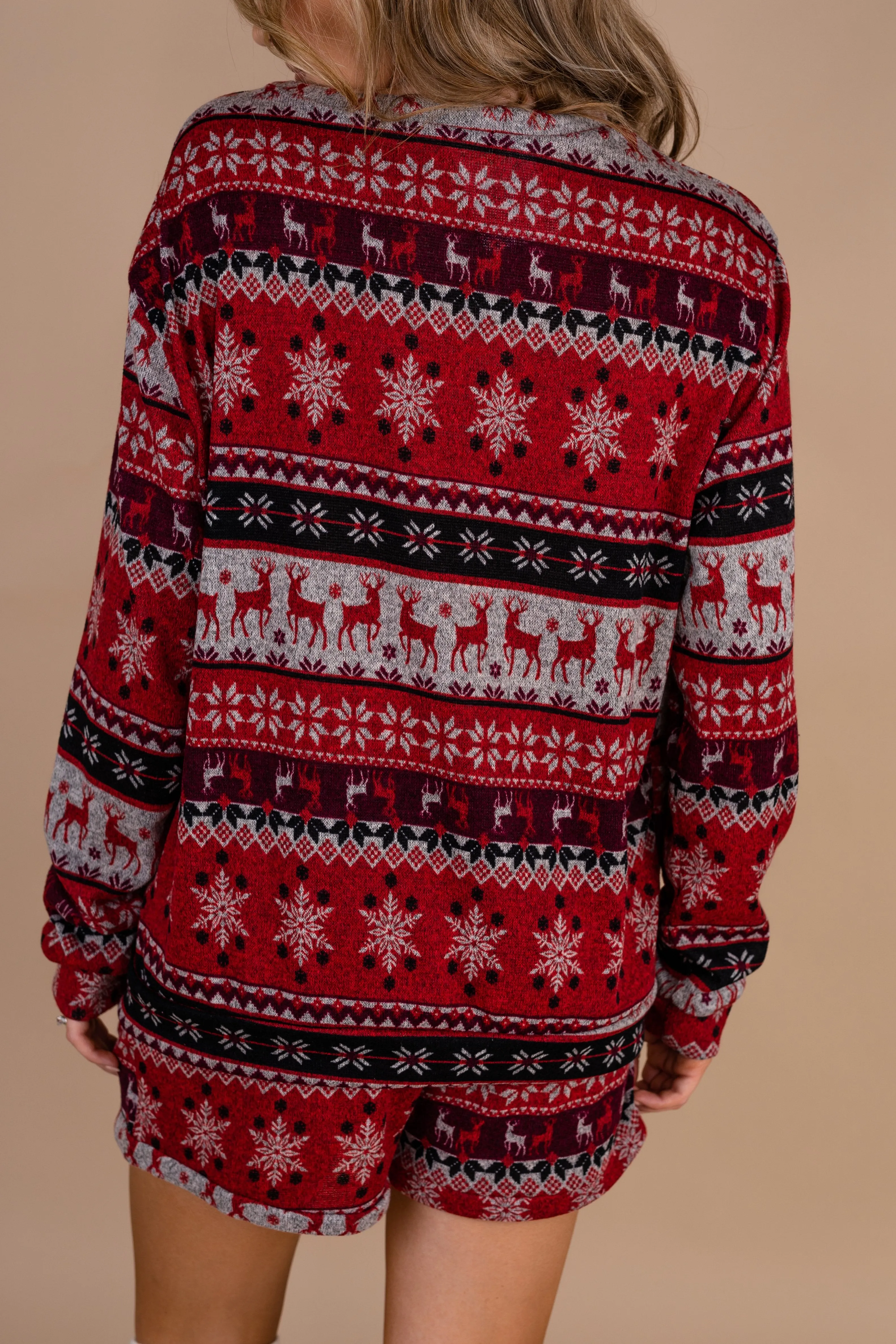 Happy For The Holidays Red Pajama Top