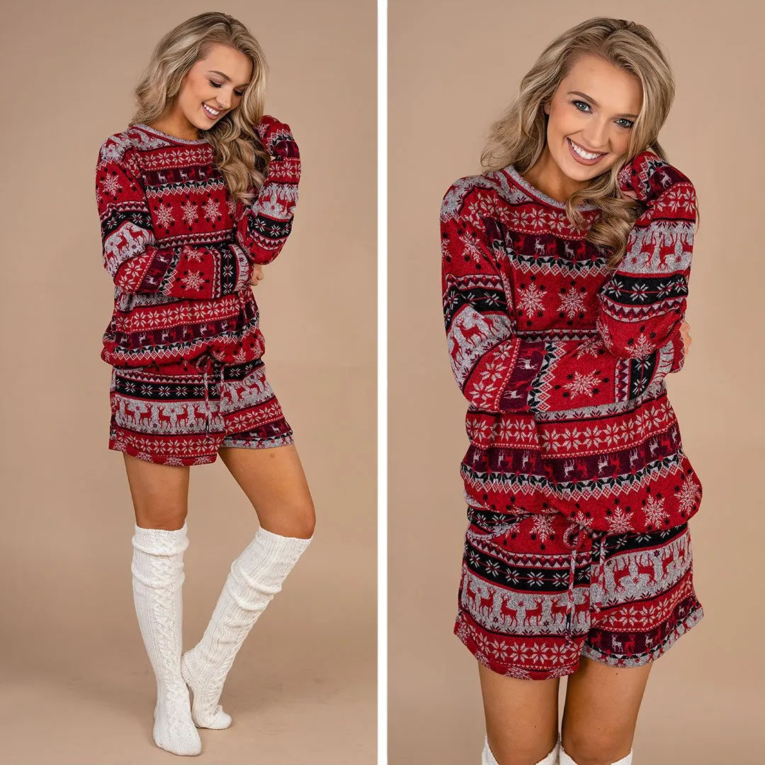 Happy For The Holidays Red Pajama Top