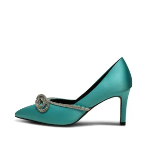 Harper Sløjfe Hæl Satin - TURQUOISE