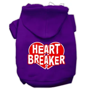 Heart Breaker Screen Print Pet Hoodies Purple Size XL (16)