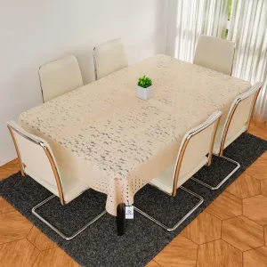 Heart Home Dining Table Cover | Cashew Design Dining Table Cover | Shinning Net Dining Table Cover | Table Cover for Home Décor | 60x90 | Cream