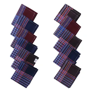 Heart Home Handkerchiefs|Sweat Absorbent Gingham Check Dark Colored Soft Cotton Square Hankies for Man,Boys & Wicking Sweat from Hands,Face,Set of 12 (Multicolor)