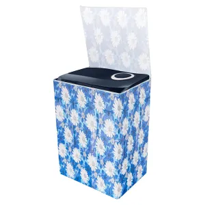 Heart Home Washing Machine Cover | Sun Flower Print Washing Machine Cover | PVC Top Load Semi-Automatic Washing Machine Cover | Blue