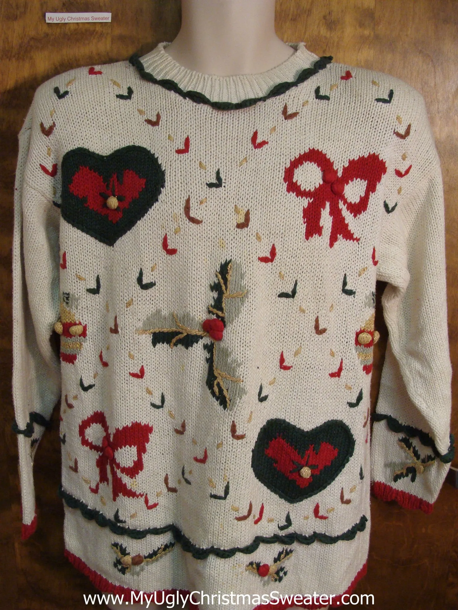 Hearts and Bows 80s Ugly Christmas Sweater