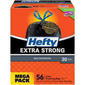 Hefty CinchSak 30 gal Trash Bags Drawstring 56 pk 1.05 mil