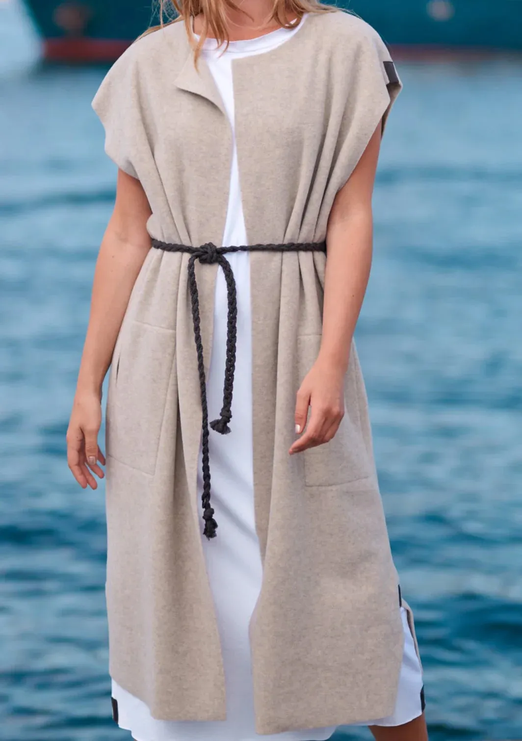 Henriette Steffensen Long Vest in Sand