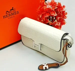 Hermès Printed Rexine Crossbody Bag for Women (White)