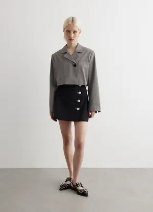 Herringbone Suiting Short Blazer