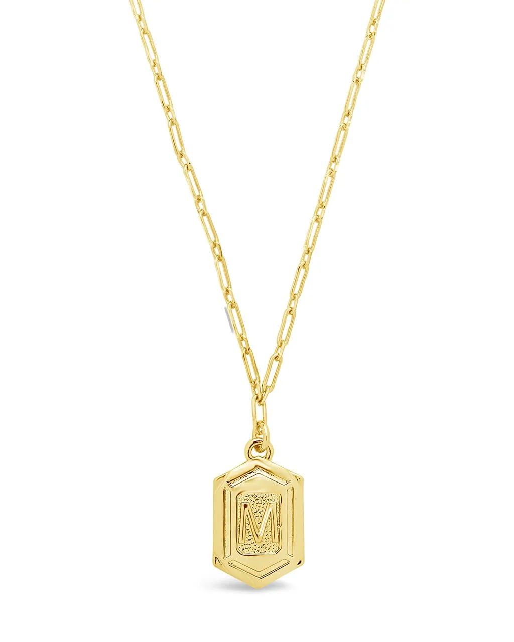 Hexagon Tag Initial Pendant Necklace