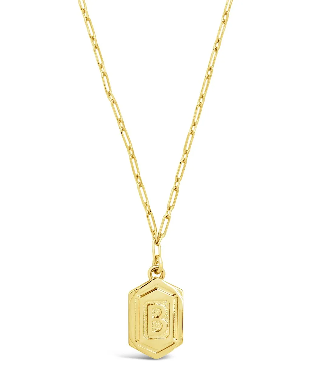 Hexagon Tag Initial Pendant Necklace