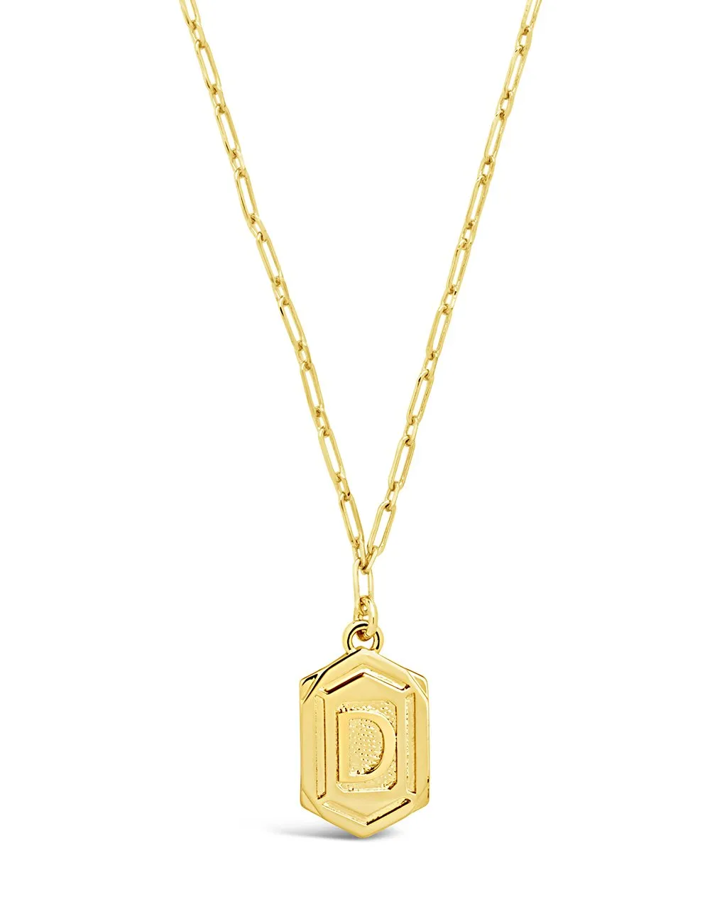 Hexagon Tag Initial Pendant Necklace