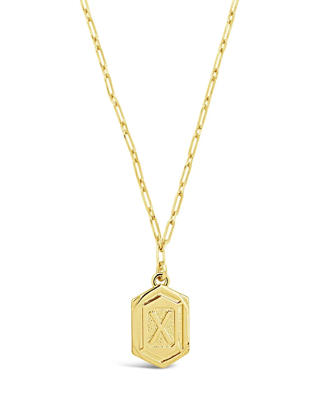 Hexagon Tag Initial Pendant Necklace