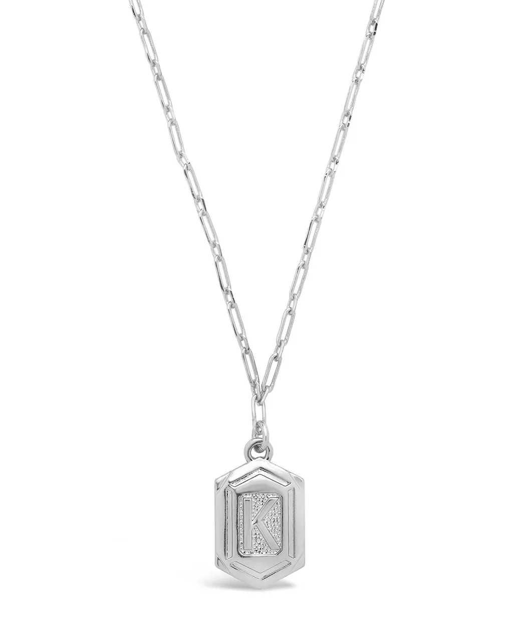 Hexagon Tag Initial Pendant Necklace