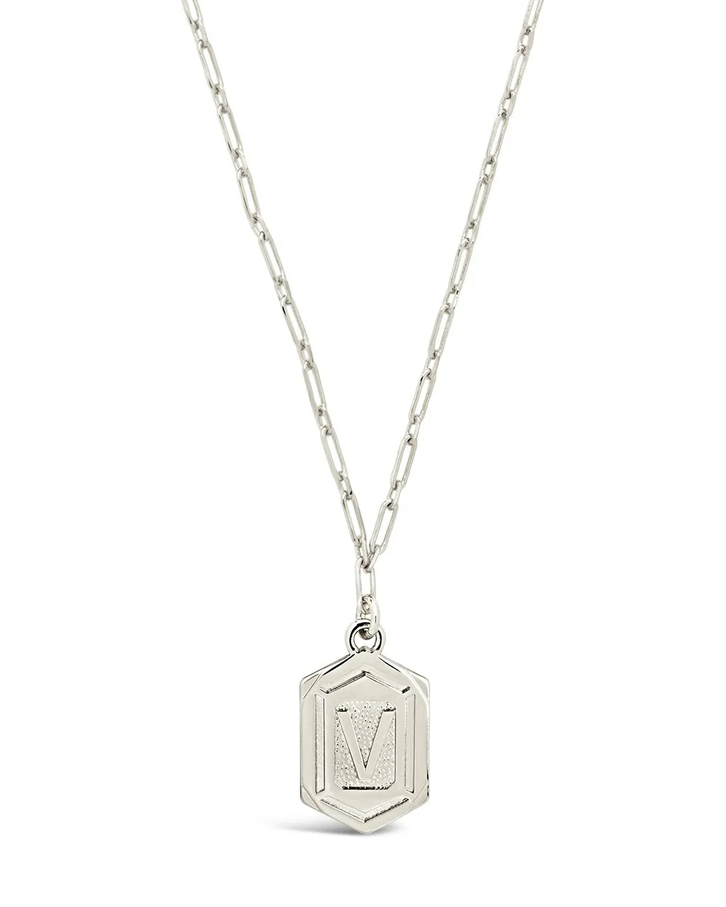 Hexagon Tag Initial Pendant Necklace