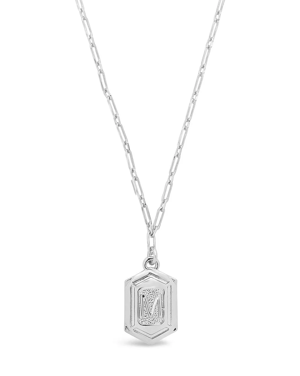Hexagon Tag Initial Pendant Necklace